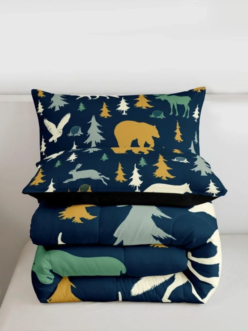 Moose Fox Comforter Set Full Size Soft Kids Nature Woodland Wild Animal Bedding